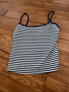 SHEIN Navy and White Striped Spaghetti Strap Tank Top